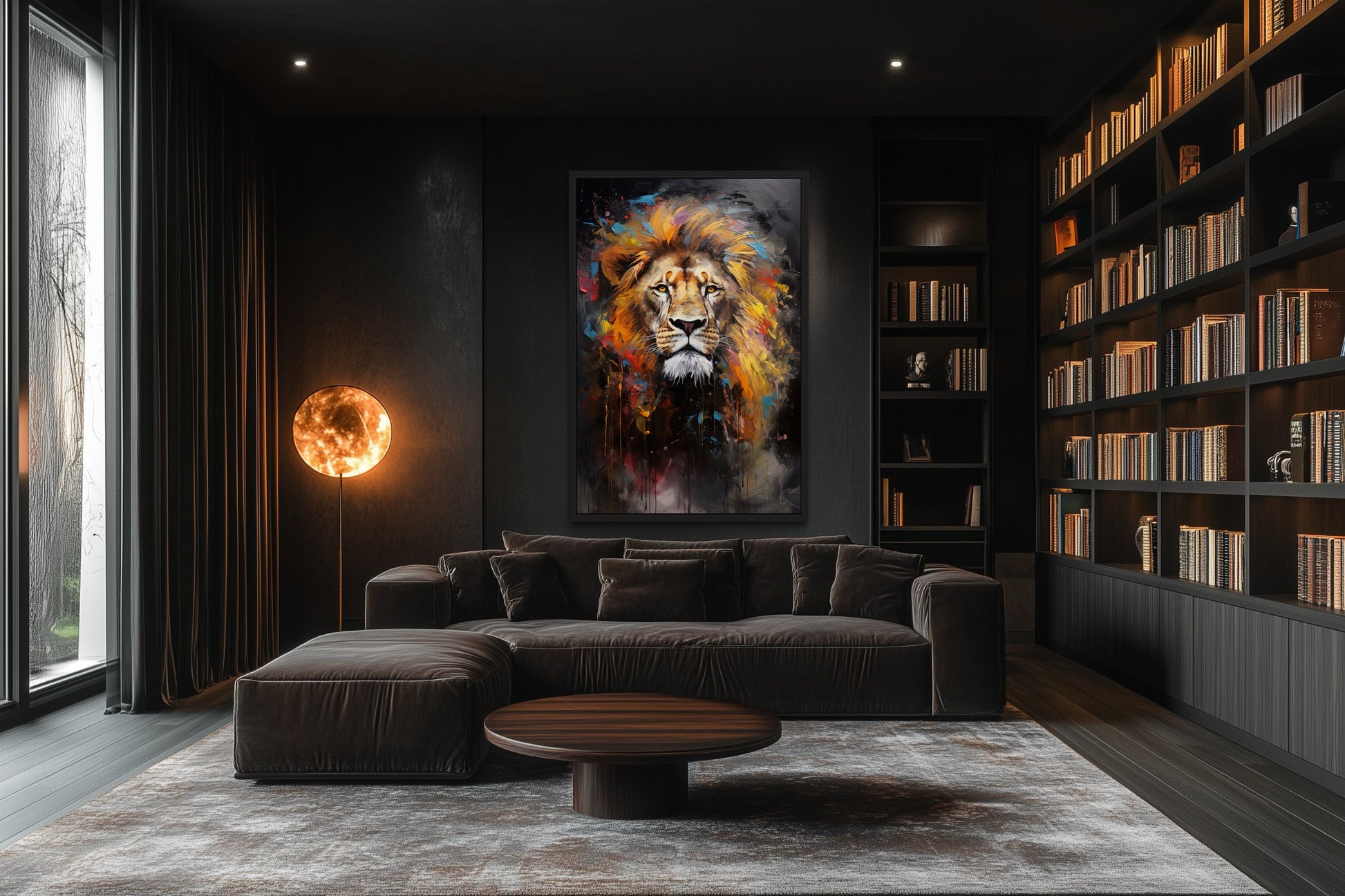Colorful Lion Abstract Painting Framed Canvas Wall Art