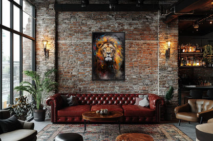 Colorful Lion Abstract Painting Framed Canvas Wall Art