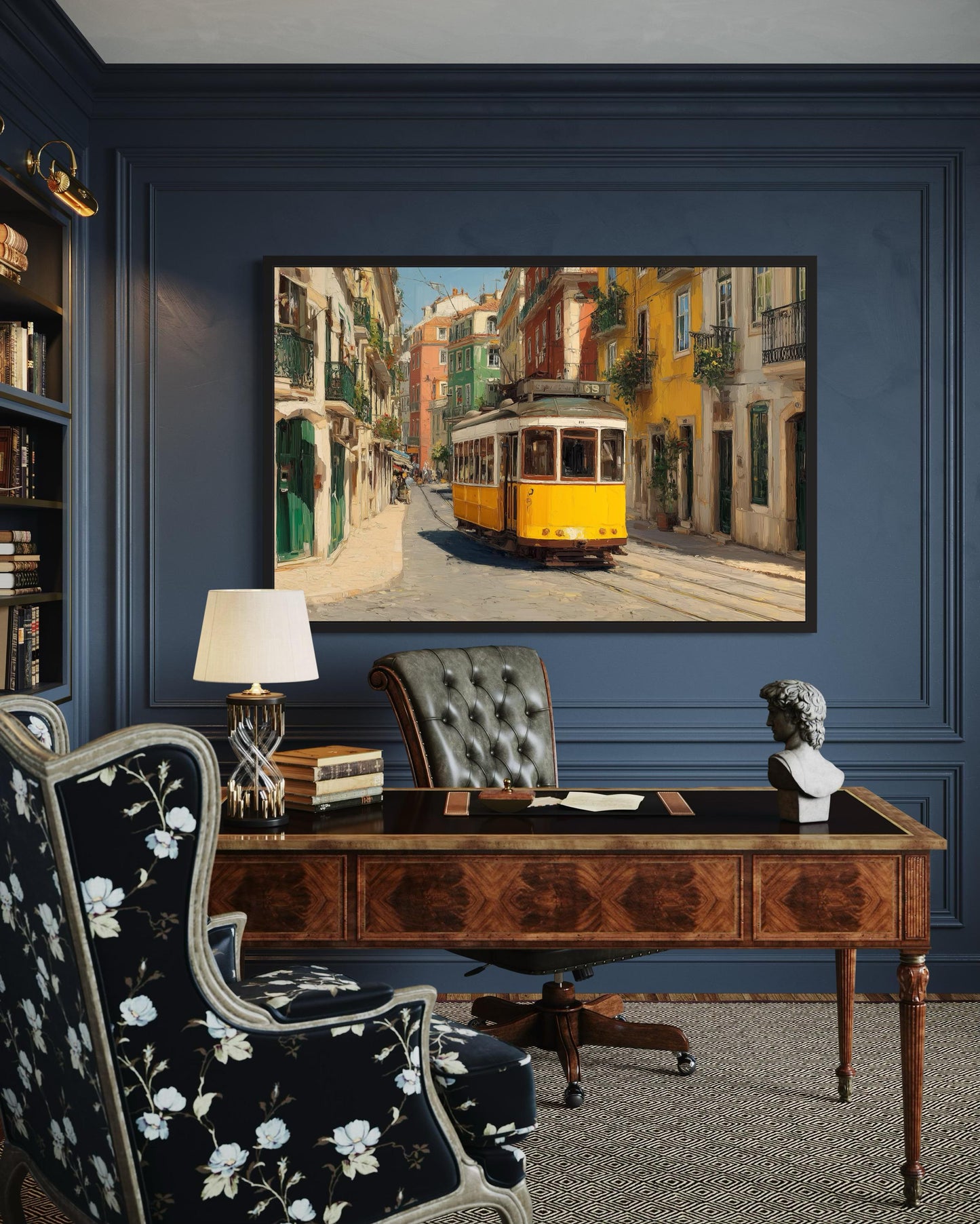 Colorful Lisbon Street With Yellow Tram Wall Art