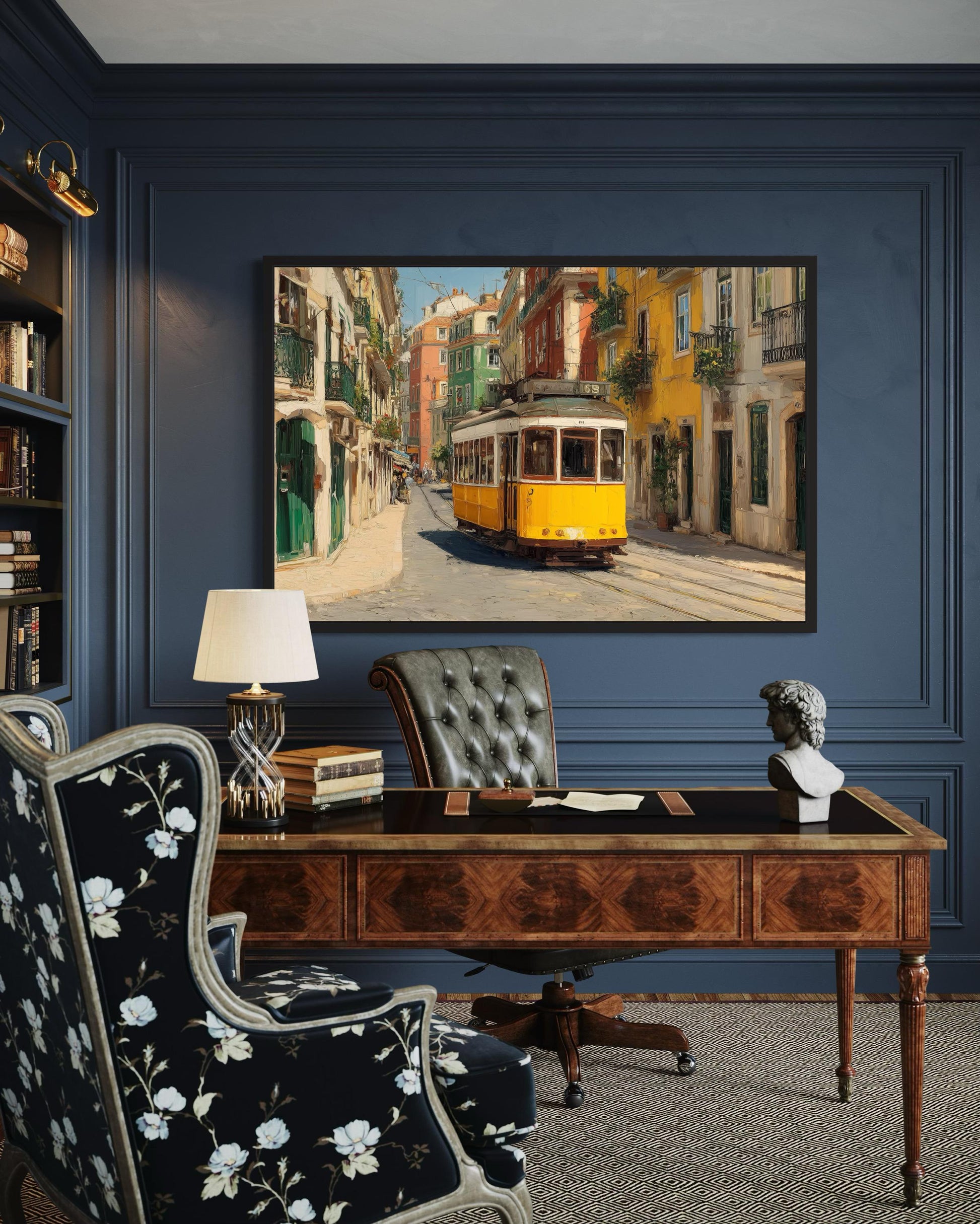 Colorful Lisbon Street With Yellow Tram Wall Art