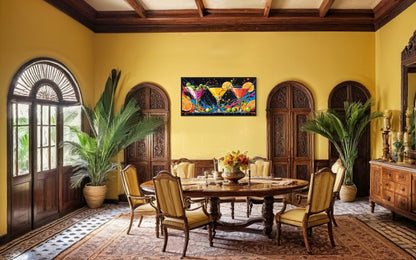 Colorful Martini Glasses Pop Art Bar Or Dining Room Wall Art