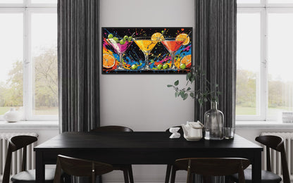 Colorful Martini Glasses Pop Art Bar Or Dining Room Wall Art