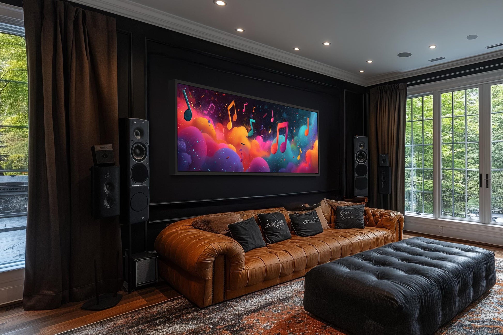 Colorful Music Notes Long Horizontal Canvas Wall Art