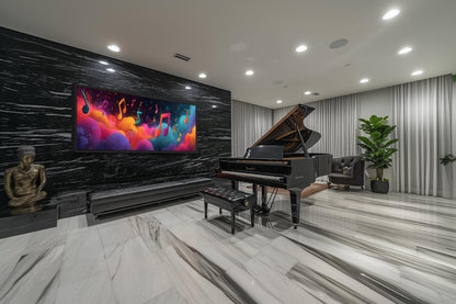 Colorful Music Notes Long Horizontal Canvas Wall Art