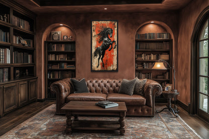 Colorful Rearing Horse Graffiti Framed Canvas Wall Art