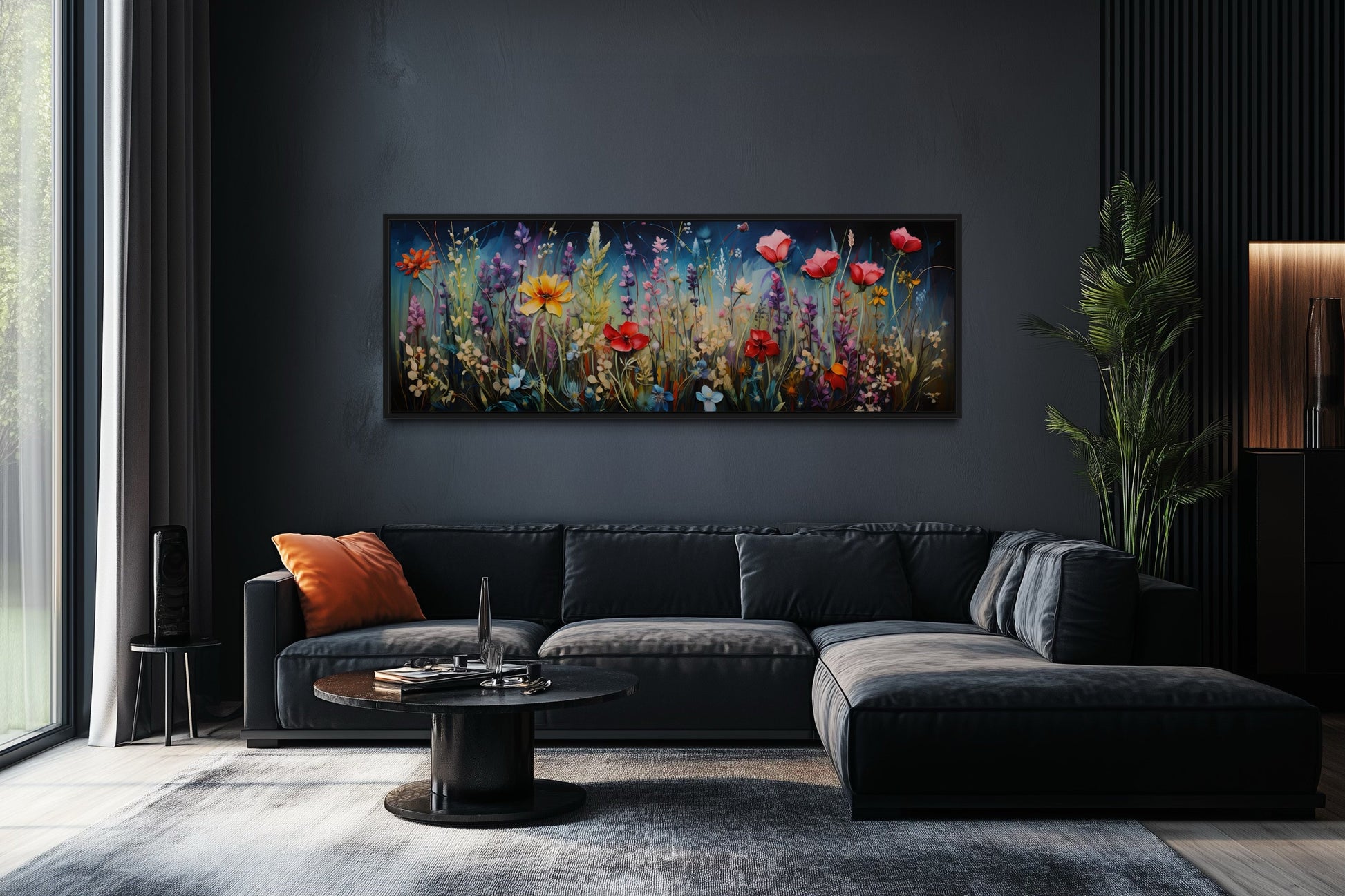 Colorful Spring Wildflowers Field Long Horizontal Wall Art
