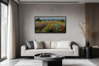 Colorful Summer Wildflower Field Meadow Landscape Wall Art