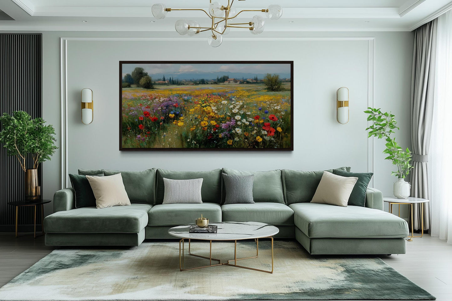 Colorful Summer Wildflower Field Meadow Landscape Wall Art