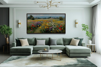 Colorful Summer Wildflower Field Meadow Landscape Wall Art