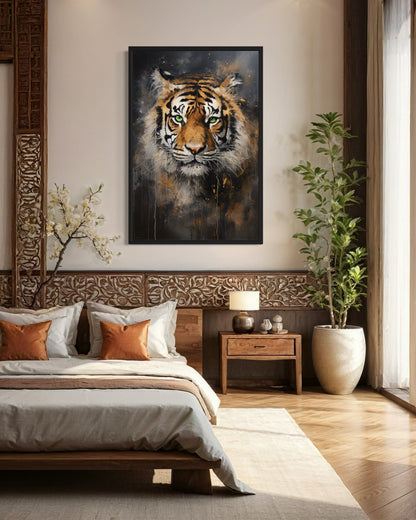 Colorful Tiger Abstract Graffiti Framed Canvas Wall Art
