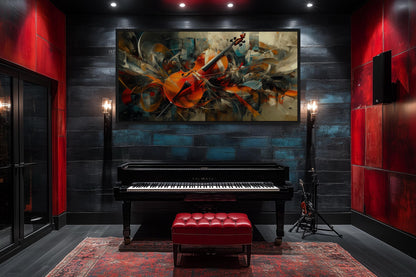 Colorful Violin Abstract Classical Music Framed Canvas Wall Art