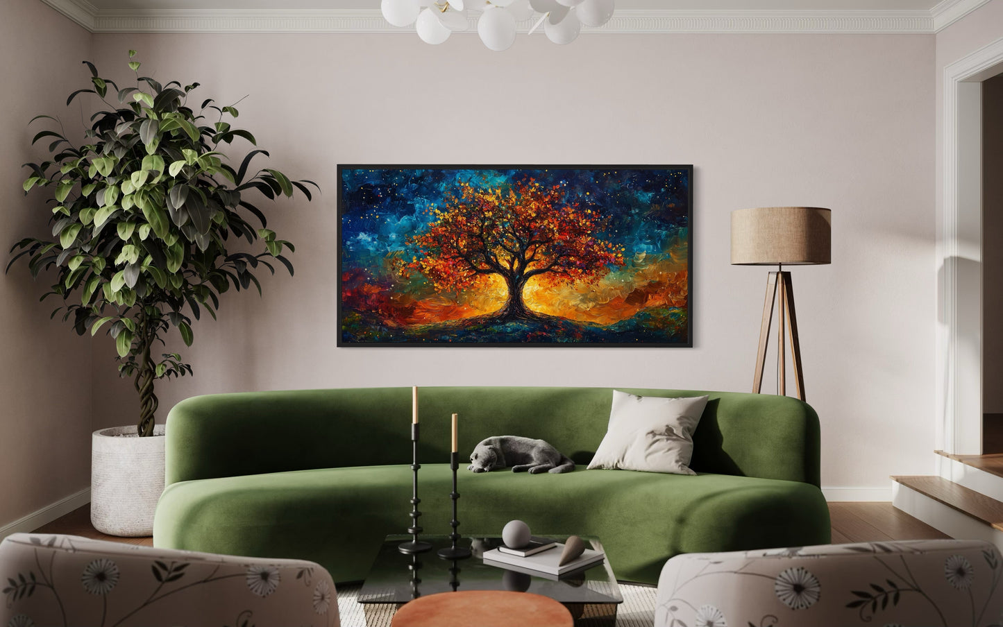 Colorful Yggdrasil Tree Of Life Framed Canvas Wall Art