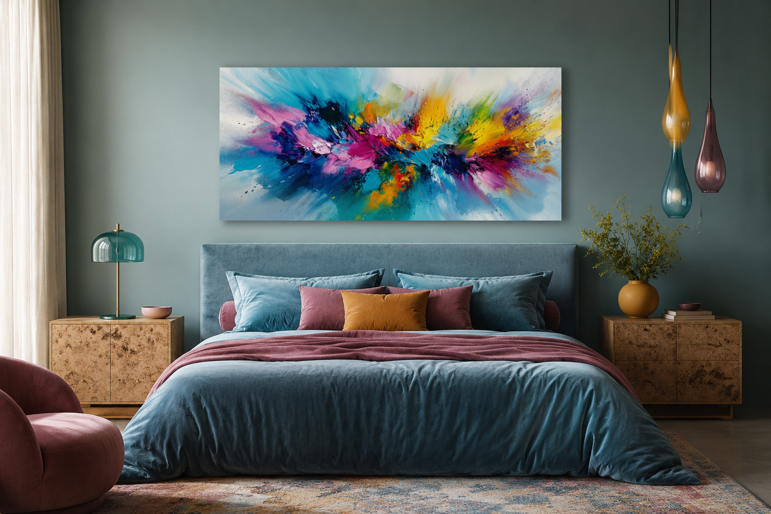 Colorful Abstract Multicolored Bright Living Room Wall Art