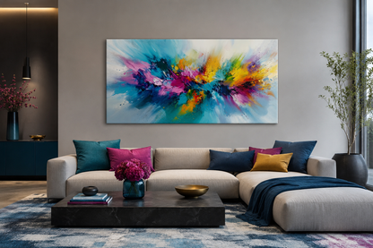 Colorful Abstract Multicolored Bright Living Room Wall Art