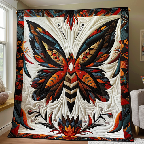 Colorful Butterfly Quilted Blanket - Throw (55" x 60")