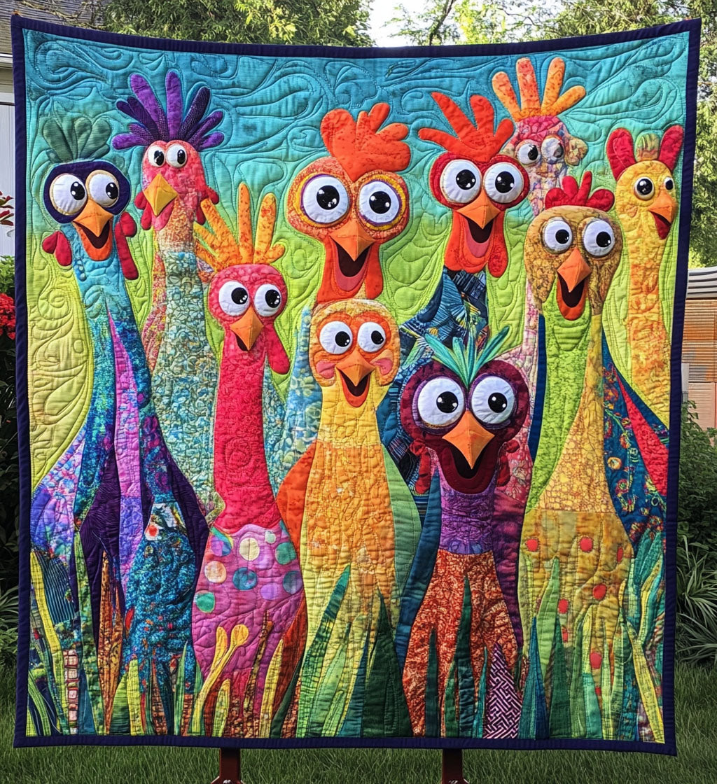 Colorful Cackle Quilted Blanket - Throw (55" x 60")