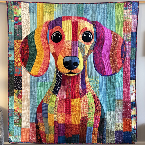 Colorful Dachshund Charm Quilted Blanket - Throw (55" x 60")