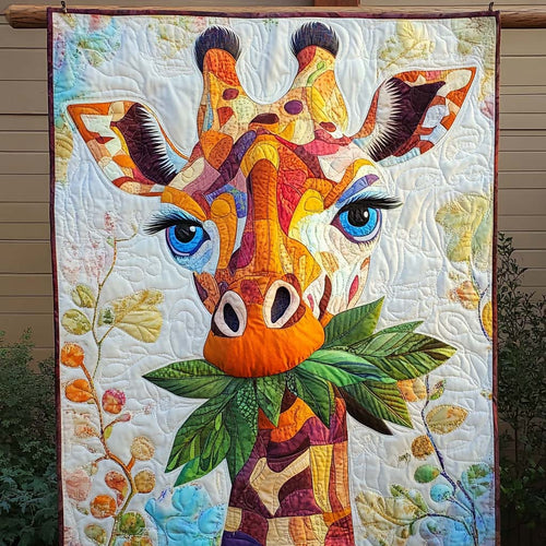 Colorful Giraffe Grazing Quilted Blanket - Throw (55" x 60")