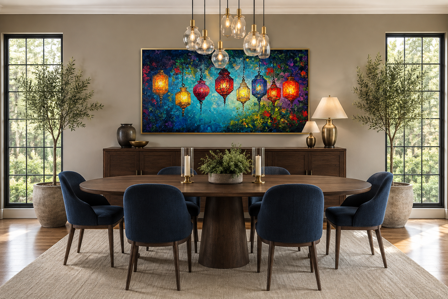 Colorful Lanterns Canvas Wall Art For Dining Room Or Living Room Decor