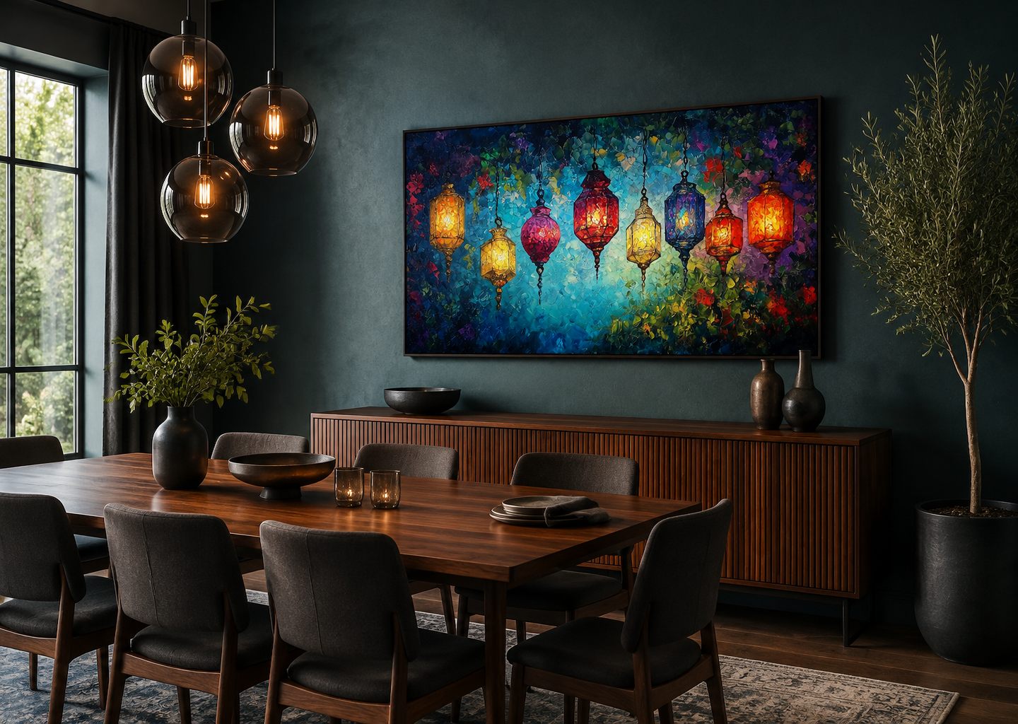 Colorful Lanterns Canvas Wall Art For Dining Room Or Living Room Decor
