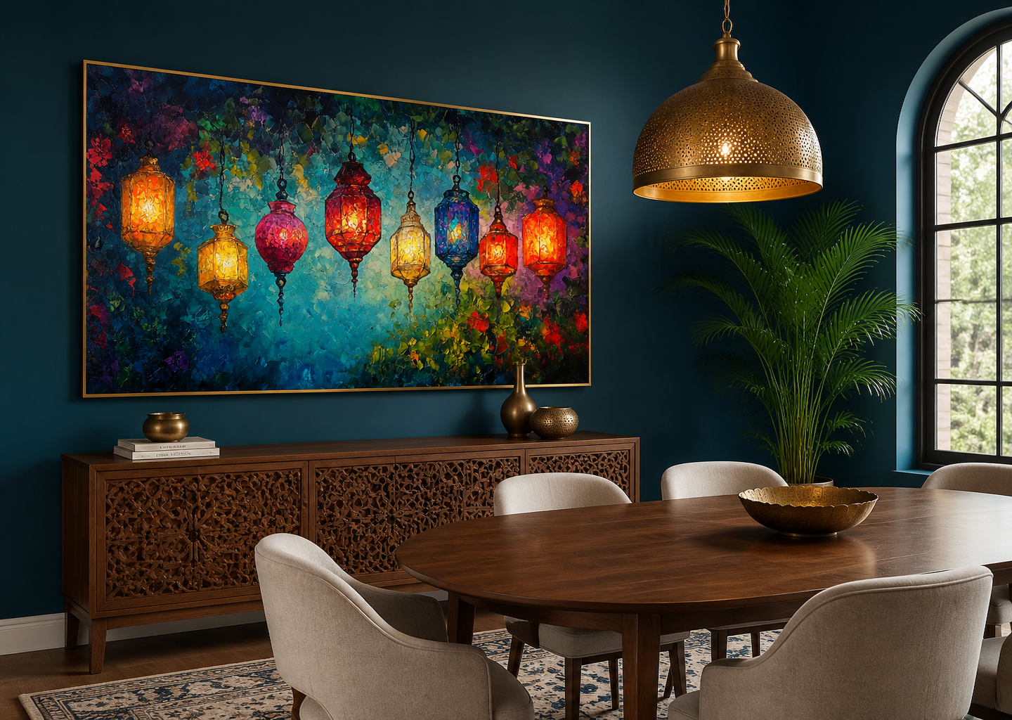 Colorful Lanterns Canvas Wall Art For Dining Room Or Living Room Decor