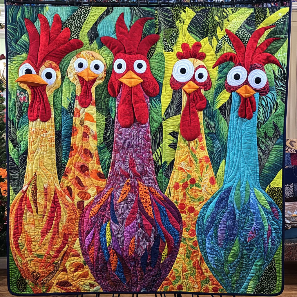 Comical Coop Crew Quilted Blanket - Throw (55" x 60")