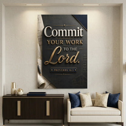 Decorative wall art with motivational quote in a living room setting