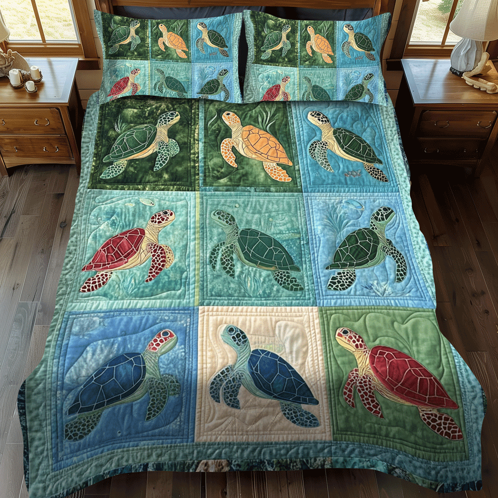 Coral Reef Comfor 3-Piece Quilted Bedding Set - Single (59" x 70")