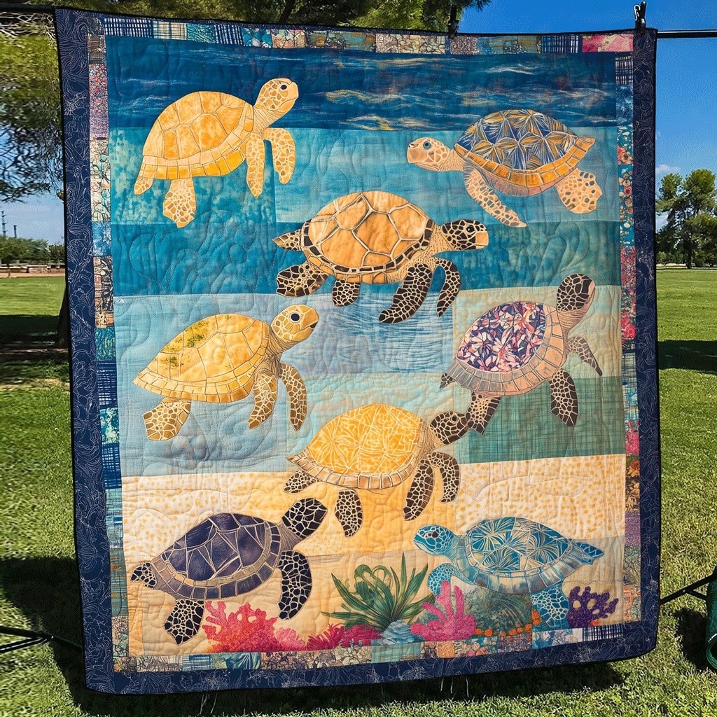 Coral Reef Comfor Quilted Blanket - Throw (55" x 60")