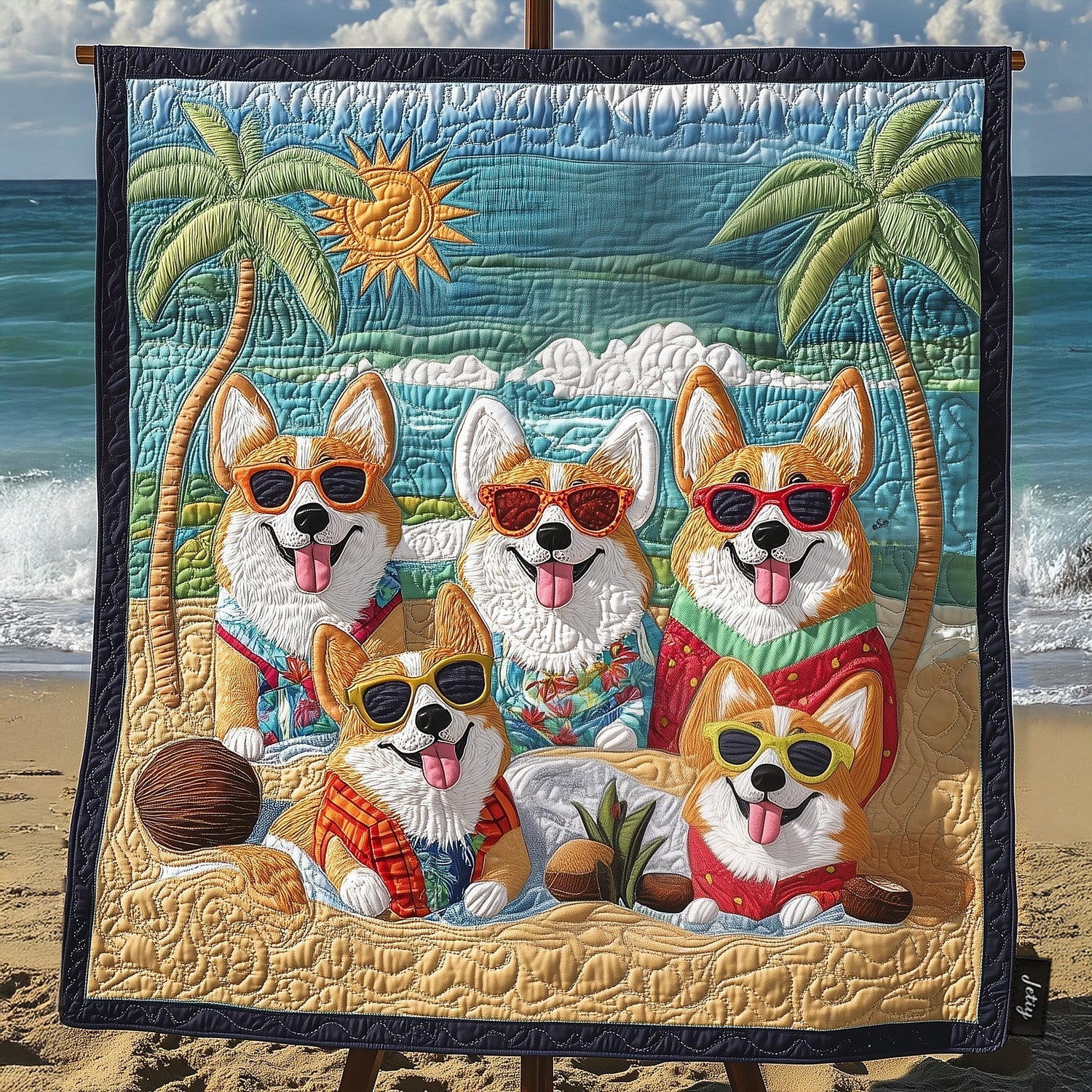 Corgi Bliss Quilted Blanket - Throw (55" x 60")