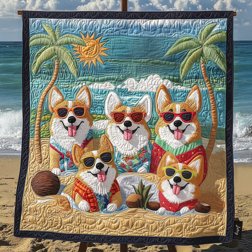 Corgi Bliss Quilted Blanket - Throw (55" x 60")