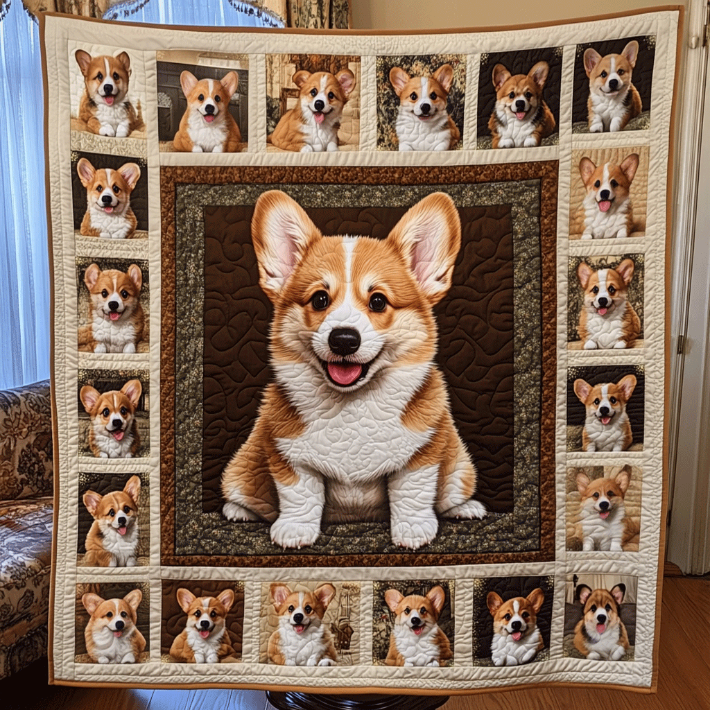 Corgi Bliss Quilted Blanket - Throw (55" x 60")
