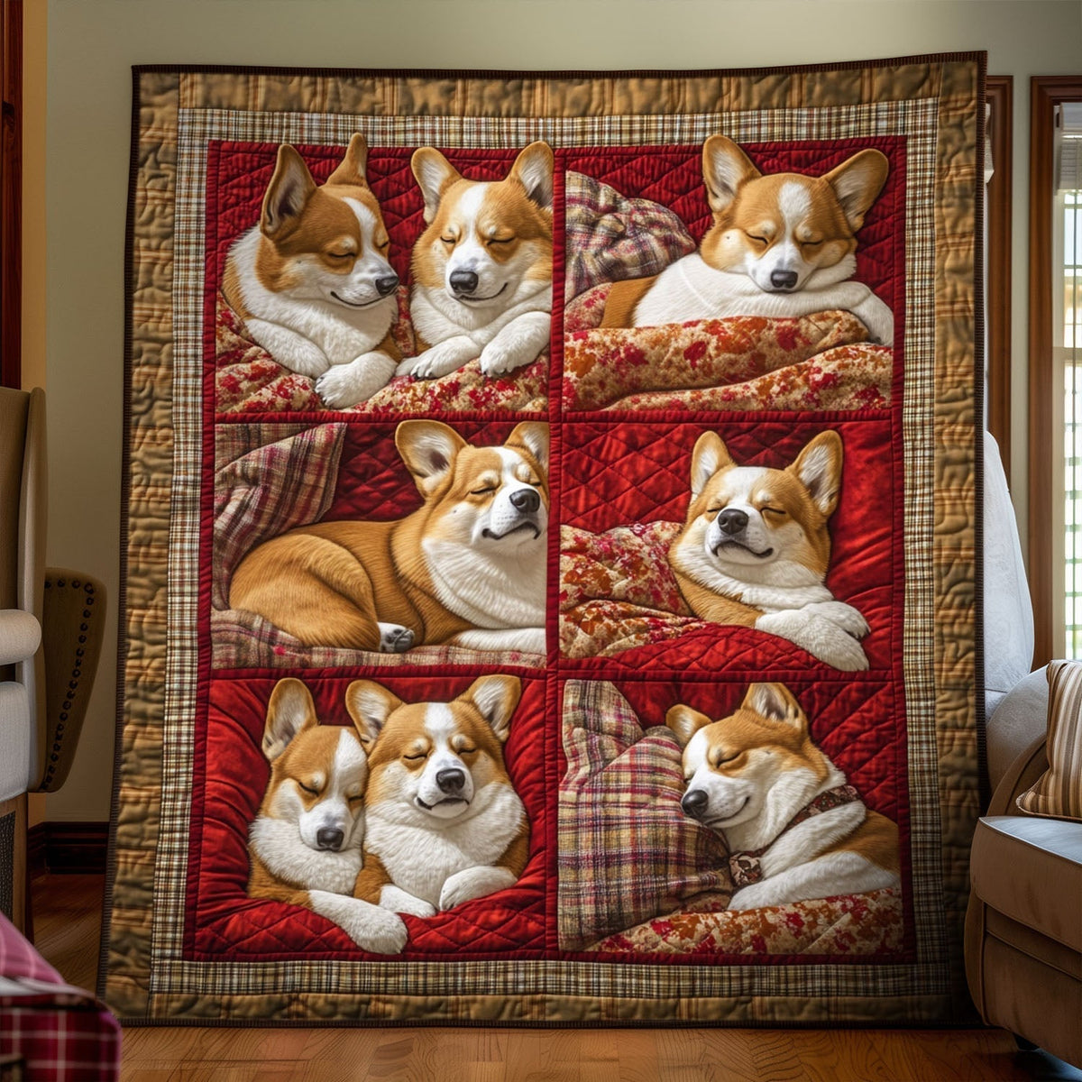 Corgi Charm Wrap Quilted Blanket - Throw (55" x 60")