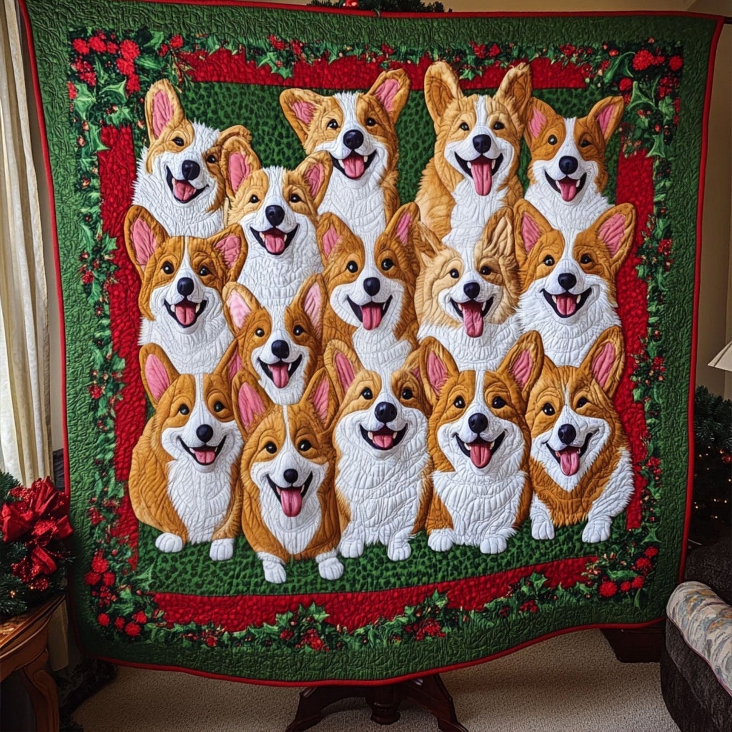 Corgi Christmas Wishes Quilted Blanket - Throw (55" x 60")