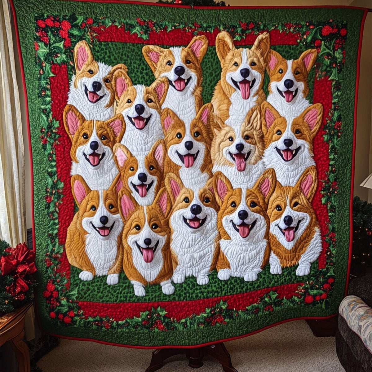 Corgi Christmas Wishes Quilted Blanket - Throw (55" x 60")
