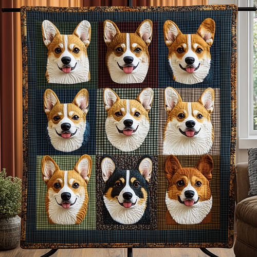 Corgi Crew Quilted Blanket - Throw (55" x 60")