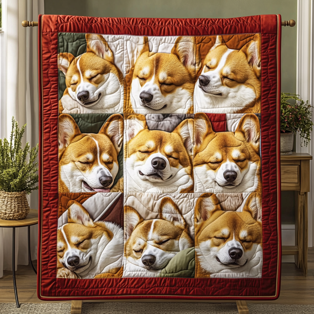 Corgi Hearts Quilted Blanket - Throw (55" x 60")