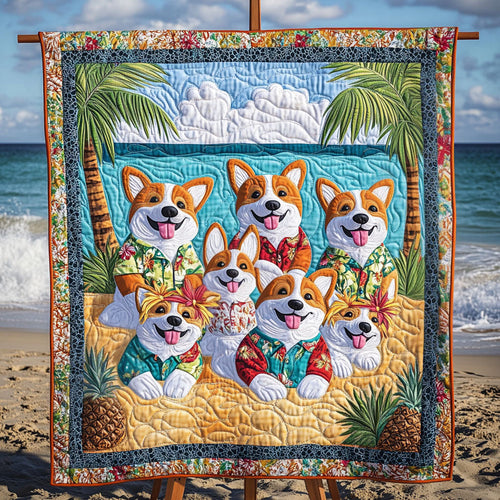 Corgi Island Breeze Quilted Blanket - Throw (55" x 60")