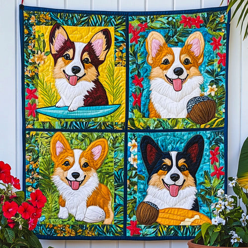 Corgi Island Quilted Blanket - Baby (30" x 40")