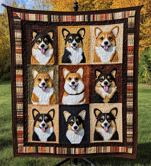 Corgi Paws and Dreams Quilted Blanket - Throw (55" x 60")