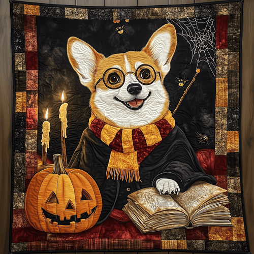 Corgi Witchcraft Quilted Blanket - Throw (55" x 60")