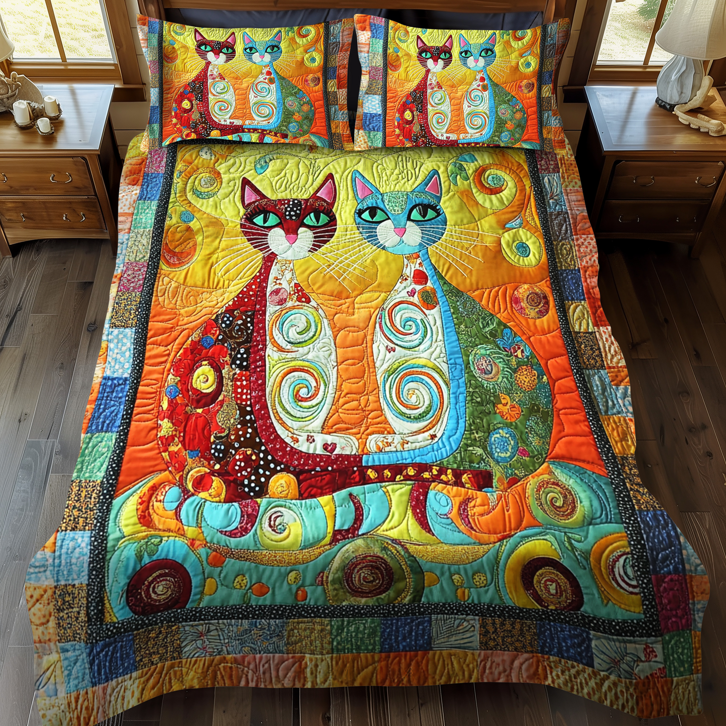 Cosmic Paws 3-Piece Quilted Bedding Set - Single (59" x 70")