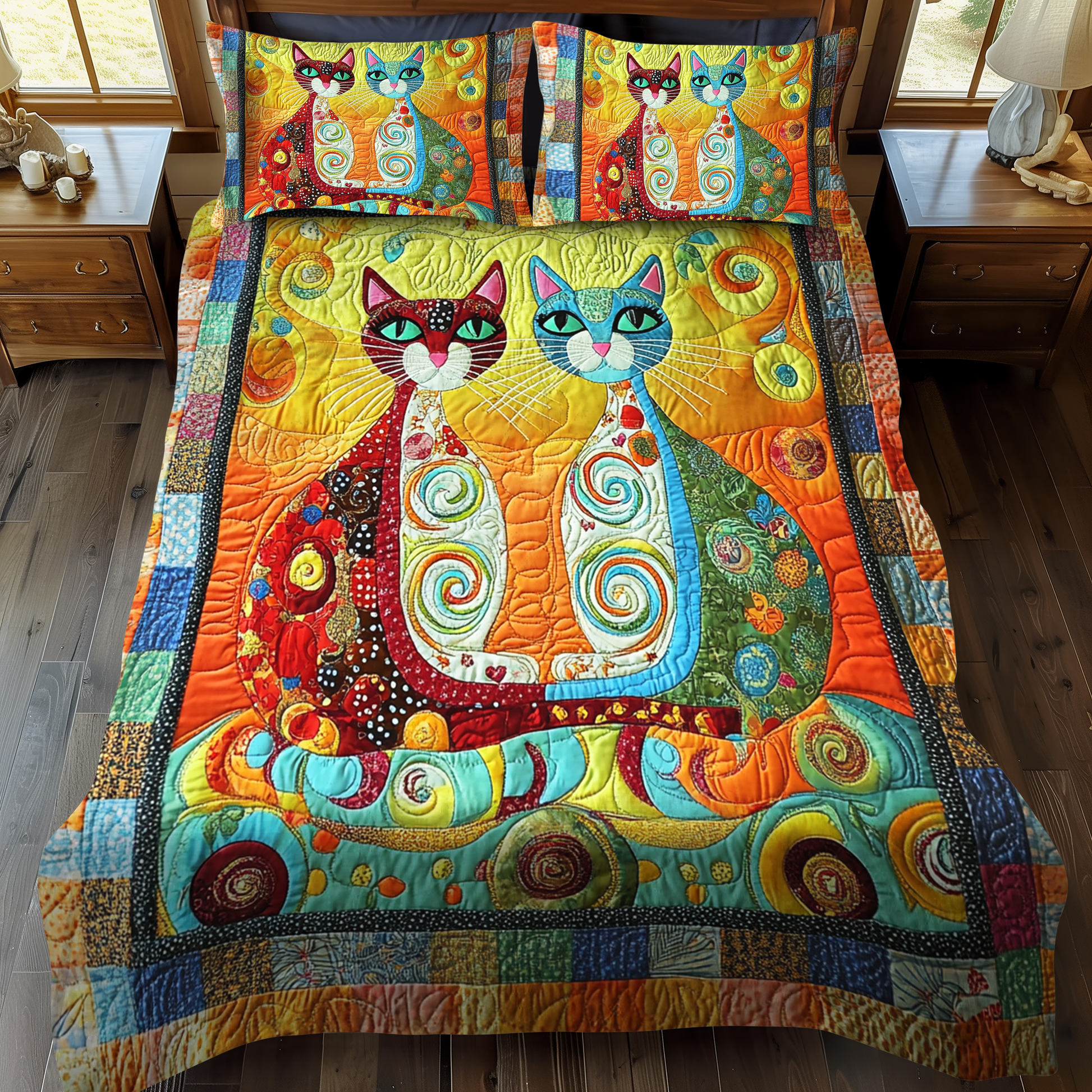 Cosmic Paws 3-Piece Quilted Bedding Set - Single (59" x 70")