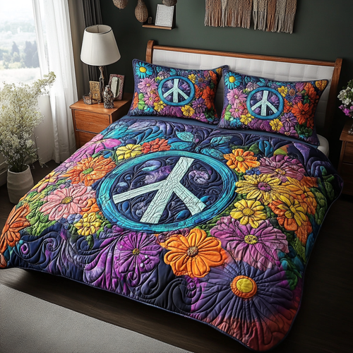 Cosmic Peace 3-Piece Quilted Bedding Set - Single (59" x 70")