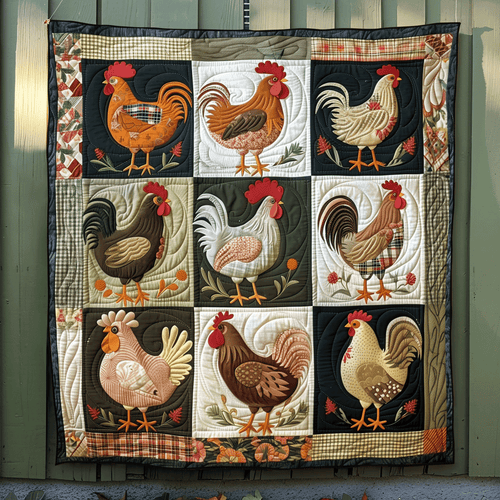 Cottage Hens Quilted Blanket - Throw (55" x 60")