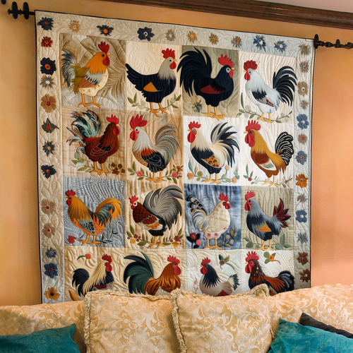 Country Charm Chicken Quilted Blanket - Throw (55" x 60")