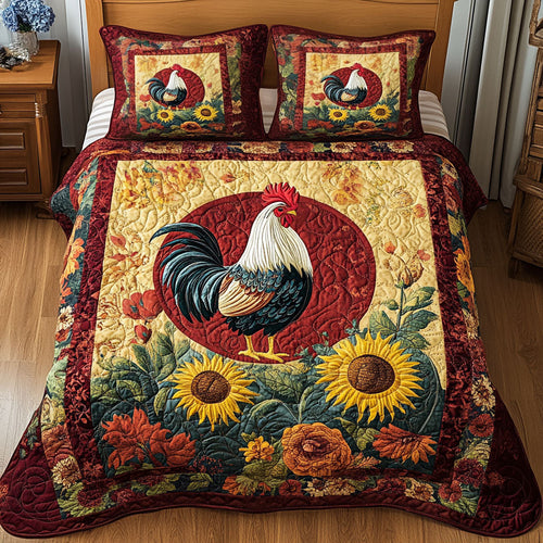 Country Cluck 3-Piece Quilted Bedding Set - Single (59" x 70")