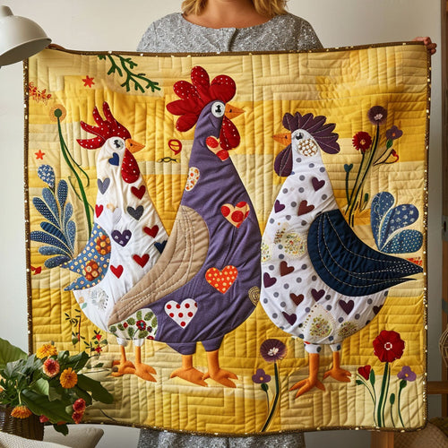 Country Cluck Quilted Blanket - Throw (55" x 60")