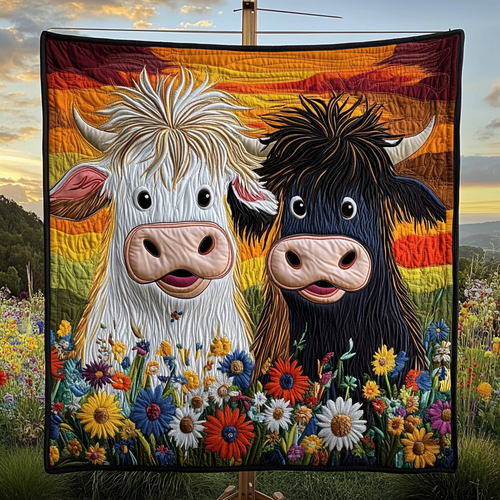 Country Cow Charm Quilted Blanket - Throw (55" x 60")