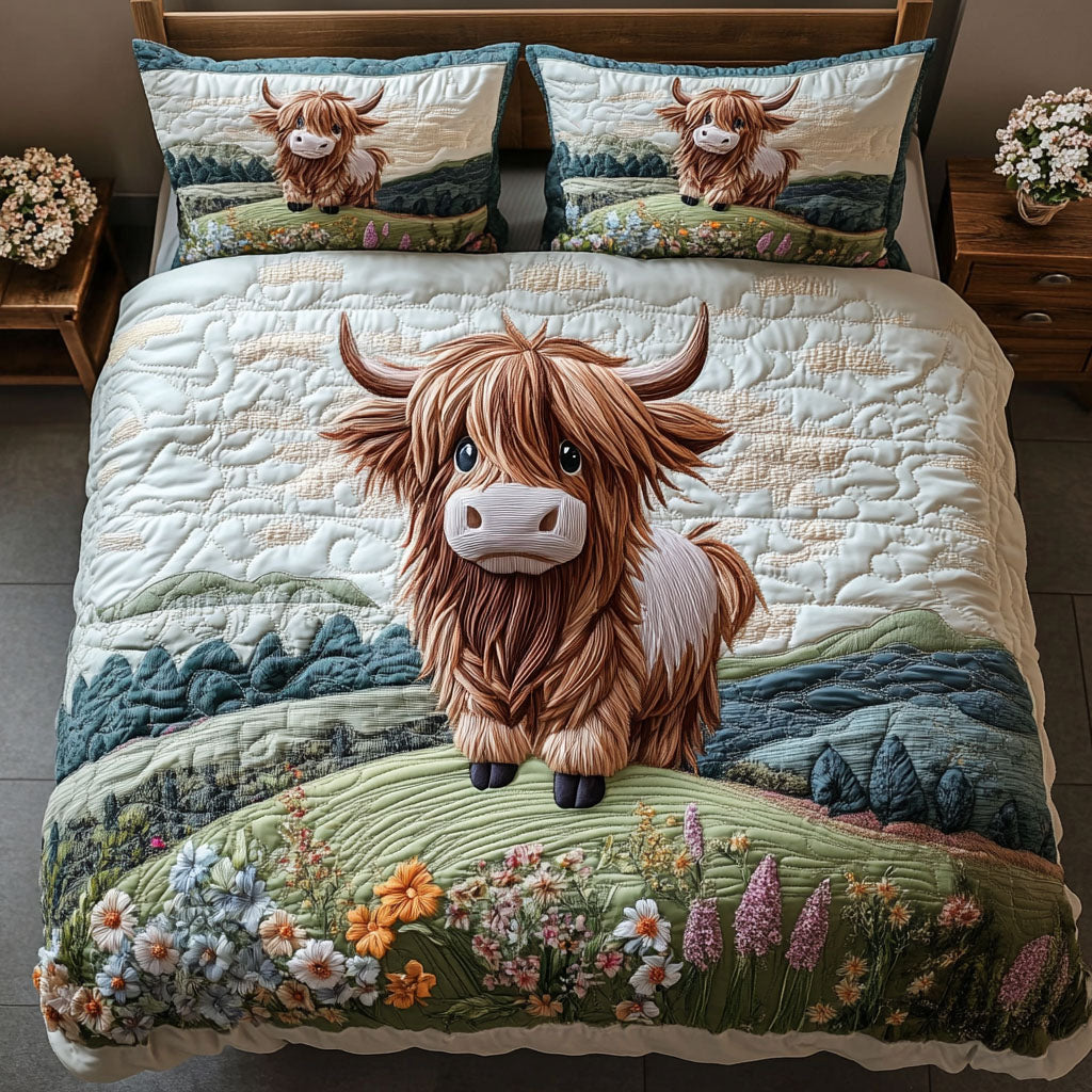 Cow Country 3-Piece Quilted Bedding Set - Single (59" x 70")